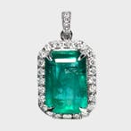 Zonder minimumprijs - Hanger - 14 karaat Witgoud, IGI 3,94, Sieraden, Tassen en Uiterlijk, Antieke sieraden