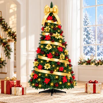 Kerstboom met verlichting - Kunstkerstboom - 180 cm - Met st, Verzenden, Zo goed als nieuw