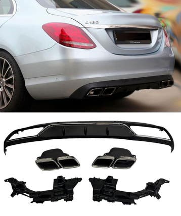 Diffuser + Uitlaatstukken chrome geschikt voor Mercedes W205