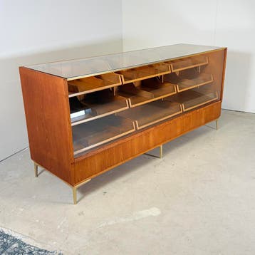 Vintage eikenhouten toonbank – Haka Ladenmöbel, Antiek en Kunst, Ophalen of Verzenden