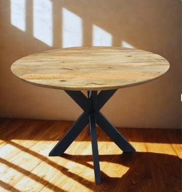 Mangohouten Eettafel | Rond | VAKANTIEGELD DEALS, Rond, Nieuw, Vijf personen of meer, Industrieel