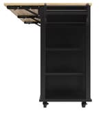 Zwart Keukeneiland op Wielen – Klapzijden &amp; 2 Lades, 147 cm, Huis en Inrichting, Keuken | Keukenelementen, Verzenden, Nieuw