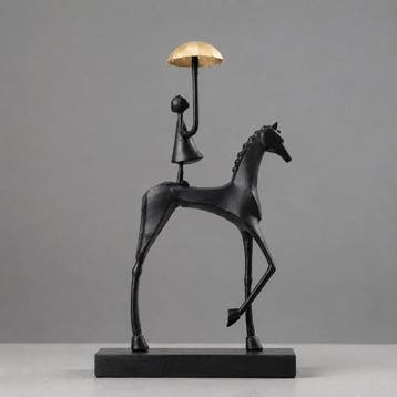 sculptuur, The person holding an umbrella on horseback - 38