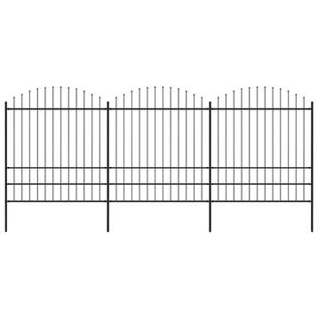 vidaXL Tuinhek met speerpunt staal 504x200 cm zwart, Verzenden, Nieuw, IJzer, 2 meter of meer