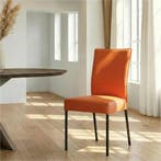 Leren eetkamerstoel Real - Toledo Orange (oranje) - Poten, Ophalen of Verzenden, Nieuw, Leer, Industrieel, Modern