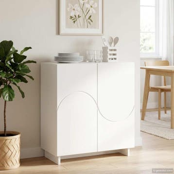 vidaXL Dressoir Wit 67 x 34,5 x 75 cm Bewerkt hout, Verzenden, Nieuw, 50 tot 100 cm, 25 tot 50 cm