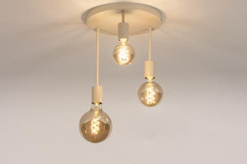 Rietveld Plafondlampen - Beige, Zand - Metaal, Huis en Inrichting, Lampen | Plafondlampen, Verzenden, Nieuw