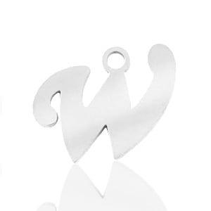 Roestvrij stalen (RVS) Stainless steel bedels initial W, Ophalen of Verzenden, Nieuw, Bedel