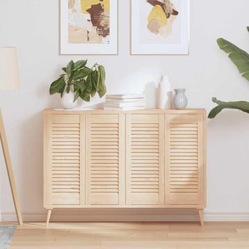 vidaXL Kastdeuren met lamellen 4 st 69x29,5 cm massief, Verzenden, Nieuw
