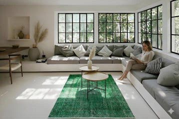Groene vintage - Vloerkleed - 205 cm - 115 cm - met, Nieuw