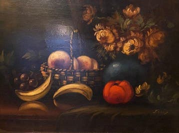 Hollandse School (XX) - Stilleven met bloemen en fruit