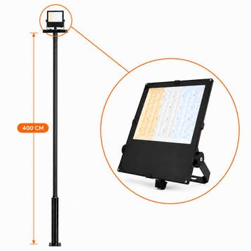 Lichtmast incl. industriële bouwlamp / verstraler | 400CM, Staande lamp, Nieuw, Ophalen of Verzenden, Netvoeding