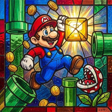 MEDSAN - Stained Glass Mario () - UNIQUE WORK