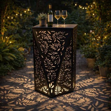 Bartafel met solarverlichting - zwart - 58 x 58 x 105 cm |, Verzenden, Nieuw, 200 cm of meer, 150 tot 200 cm