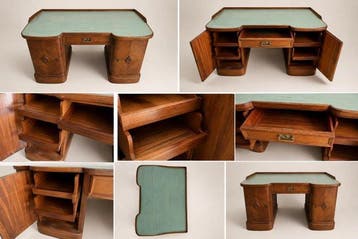 Schrijftafel (3) - Walnoot - Elegant Art Deco-set, Antiek en Kunst