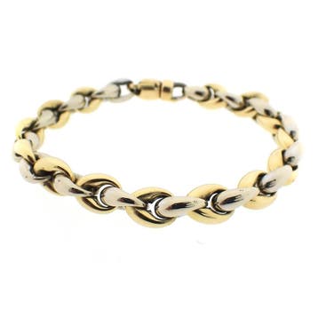 Bicolor gouden ankerschakel armband (Schakelarmband), Ophalen of Verzenden, Gebruikt, Goud, Goud
