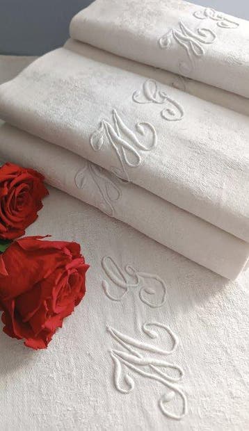 6 tovaglioli ricamo a mano monogramma MG - Servet (6) - 75