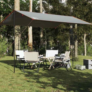 vidaXL Kampeerluifel waterdicht 400x294 cm grijs en oranje, Verzenden, Nieuw, Tot en met 2