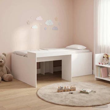 vidaXL Hoge Bed Frame met Bureau voor Kinderen Wit 90 x 200, Huis en Inrichting, Eenpersoons, Verzenden, Wit, Nieuw