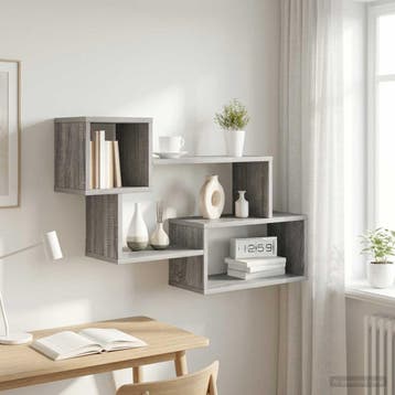 vidaXL Drijvende plank Muurmontage Grijs Sonoma 87 x 20 x 55, Verzenden, Nieuw