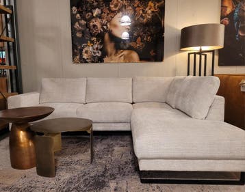 Hoekbank Brandon cremona beige/wit ACTIE!, Verzenden, Nieuw, Hout, Modern, hotelchique, trendy
