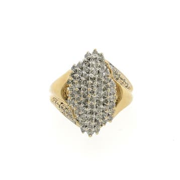 Gouden entourage ring met diamant; 0,68 ct., Sieraden, Tassen en Uiterlijk, Ringen, 18 tot 19, Gebruikt, Overige kleuren, Ophalen of Verzenden