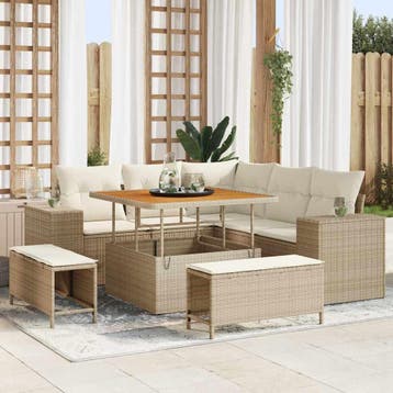 vidaXL Tuin Sofa Set 8 st Beige poly rattan, Verzenden, Nieuw, 8 zitplaatsen