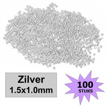 Fako Bijoux - Knijpkralen - Crimp Beads - Metaal - 1.5x1mm -, Verzenden, Nieuw
