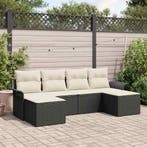 vidaXL Tuin Sofa Set met opslag 6 pcs Zwart poly rattan, Verzenden, Nieuw, Rotan