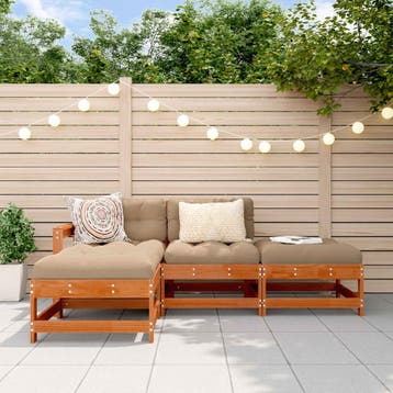 vidaXL Tuin loungeset 4 st Wasbruin Massief grenenhout, Verzenden, Nieuw, 4 zitplaatsen, Loungeset
