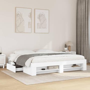 vidaXL Bedframe zonder matras 180x200 cm spaanplaat wit, Huis en Inrichting, Eenpersoons, Verzenden, Wit, Nieuw