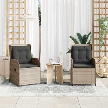 vidaXL Tuinbank 2 st Lichtgrijs poly rattan, Tuin en Terras, Tuinsets en Loungesets, Verzenden, Nieuw, Rotan, 2 zitplaatsen