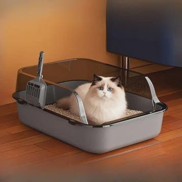 Semi-Gesloten Kattenbak met Hoge Randen - Spatwaterdicht en, Verzenden, Nieuw