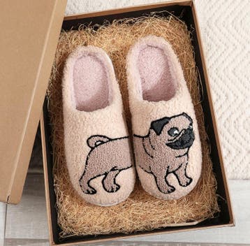 Mopshond (Pug) Pantoffels | Pluche Gevoerd | Maat 36 tot 45, Kleding | Dames, Schoenen, Verzenden, Nieuw, Pantoffels of Sloffen