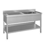 GGM Gastro | RVS spoeltafel ECO - 1600x700mm - met onderblad, Verzenden, Nieuw in verpakking, RVS Meubilair