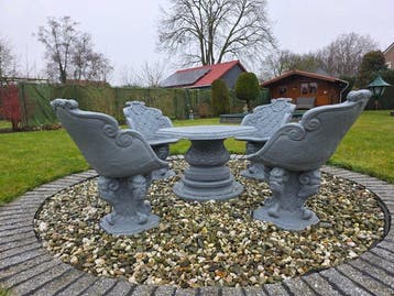 Tuinmeubelset - Gegoten steen / beton - Barokstijl gietsteen