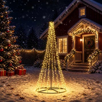 vidaXL LED Kerstboom 235 cm 1000 LEDs Warmwit Staal Zwart, Verzenden, Nieuw