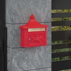 vidaXL Wandgemonteerde brievenbus met opslag Rood 40,5 x 16, Tuin en Terras, Verzenden, Nieuw