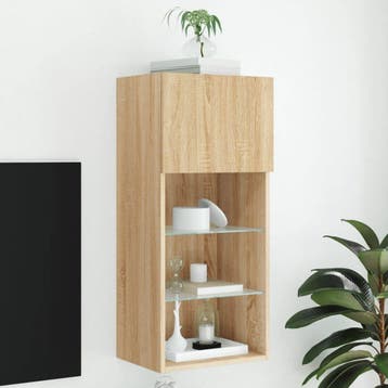 vidaXL Tv-meubel met LED-verlichting 40,5x30x90 cm sonoma, Minder dan 50 cm, Verzenden, Nieuw, Minder dan 100 cm