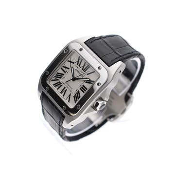 Cartier Santos Automatic 100 XL W20076X8 / 2656; Automati..., Ophalen of Verzenden, Zo goed als nieuw, Leer, Overige merken