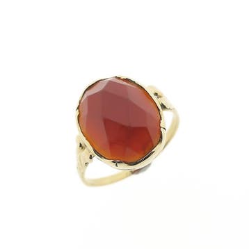 Gouden ring met carneool, Sieraden, Tassen en Uiterlijk, Ringen, 18 tot 19, Gebruikt, Ophalen of Verzenden, Met edelsteen
