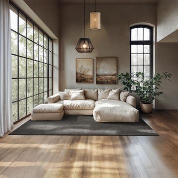 Kortpolig vloerkleed Soft Zone - 160 x 230 cm, antraciet, Verzenden, Nieuw