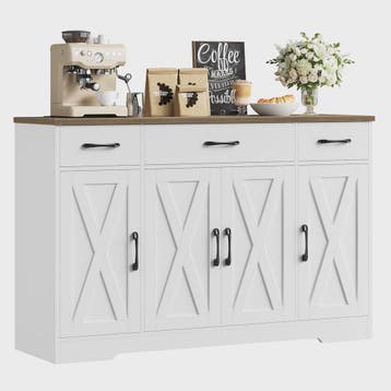 Stijlvol Dressoir 140cm met 4 Barn Doors en 3 Lades - Opberg, Verzenden, Nieuw