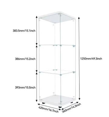 Glazen Vitrinekast met LED – 3 Lagen, 125×42×36 cm, Huis en Inrichting, Kasten | Vitrinekasten, Verzenden, Nieuw