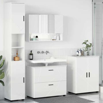 vidaXL Badkamermeubelset 4 st Hoogglans wit 35 x 30 x 192 cm, Verzenden, Nieuw, Overige typen