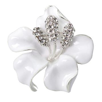 Fako Bijoux - Broche - Orchidee - 47x50mm - Wit, Verzenden, Nieuw