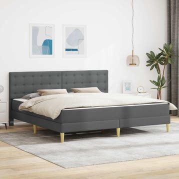 vidaXL Bedframe met matras Donkergrijs 180 x 200 cm Stof, Huis en Inrichting, Slaapkamer | Bedden, Verzenden, Nieuw, Grijs, Stof