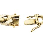 Bicolor gouden wijde gourmet schakelarmband, Ophalen of Verzenden, Gebruikt, Overige kleuren, Goud