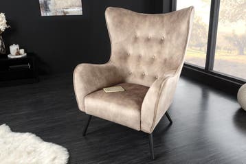 Design XL fauteuil AMSTERDAM champagne fluweel zwart metalen, Ophalen of Verzenden, Nieuw