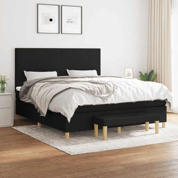 vidaXL Boxspring met matras stof zwart 160x200 cm, Verzenden, Zwart, 200 cm, Stof